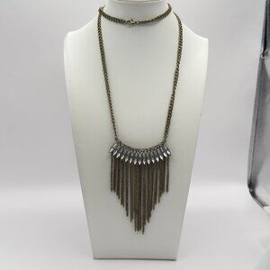 Brass Tone Rhinestone Necklace